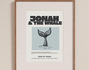 Jonah 1:17 Bible Verse Print, Big Fish Modern Christian Art (Digital Download)