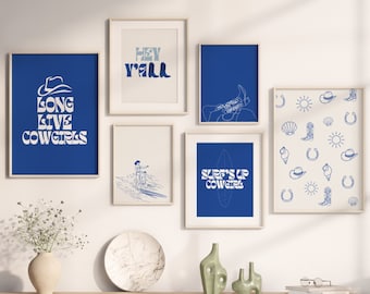 Coastal Cowgirl Gallery Wall Art Set, Retro Western Prints (Digital Download)