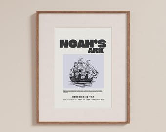 Noah's Ark Modern Christian Nursery Wall Décor Religious Print (Digital Download)