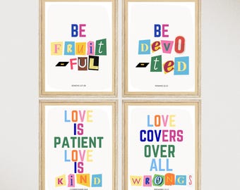 Christian Bible Verse Art Prints, Set of 4 (Digital Download)