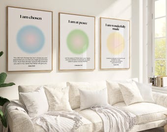 Christian Gratitude Posters, Retro Gradient Bible Verse (Digital Download)