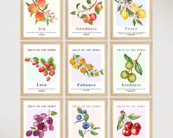Fruit of the Spirit Prints, Christian Bible Verse Art (Digital Download)