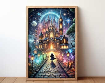 Wizard Castle Art Print: Cozy Fantasy Home Decor (Digital Download)