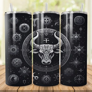 Taurus Zodiac Tumbler Wrap, 20 oz 30 oz Skinny Tumbler Wrap PNG, Taurus Horoscope Signs Tumbler Design, Straight Tapered, Digital Download