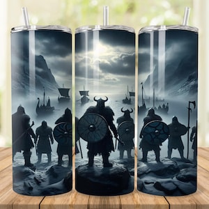 Viking Warriors Tumbler Wrap: Norse Design PNG 20oz Tumbler Sublimation (Digital Download)