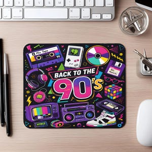 Back to the 90s Mouse Pad | Retro 90s Nostalgia Pattern, Cassette