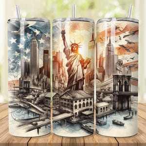 New York Tumbler Wrap: City Skyline PNG 20oz Tumbler Sublimation (Digital Download)