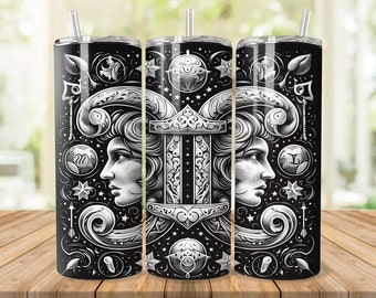 Gemini Zodiac Tumbler Wrap: Horoscope Design 20oz Tumbler Sublimation (Digital Download)