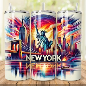 New York Tumbler Wrap: 20oz 30oz Skinny Tumbler PNG (Digital Download)