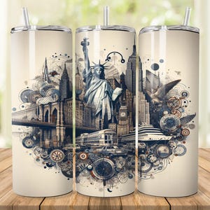 New York City Tumbler Wrap: 20oz 30oz Skinny Tumbler Design (Digital Download)