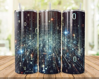 Binary Code Tumbler Wrap: 20oz 30oz Skinny Design (Digital Download)