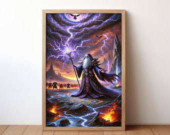 Lámina de Mago Arcano: Decoración de pared de fantasía colorida (Descarga digital)