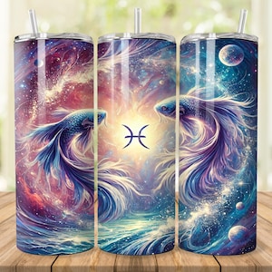 Pisces Tumbler Wrap: Astrology Sublimation Design 20oz Tumbler Sublimation (Digital Download)