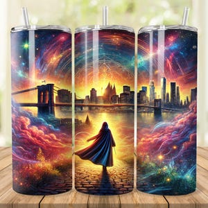 Magic World Tumbler Wrap, 20 oz 30 oz Skinny Tumbler Wrap PNG, Wizard Tumbler Design, Straight Tapered, Wizard in New York, Digital Download
