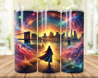 Wizard in New York Tumbler Wrap: Magic World PNG 20oz Tumbler Sublimation (Digital Download)