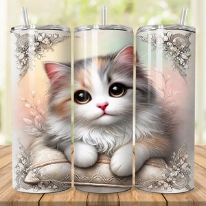 Cat Tumbler Wrap, 20 oz 30 oz Skinny Tumbler Wrap PNG, Cute Cat Tumbler Design, Straight Tapered, Sublimation Design Cat, Digital Download
