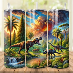 Dinosaurs Tumbler Wrap, 20 oz 30 oz Skinny Tumbler Wrap PNG, Age of Dinosaurs Tumbler Design, History Straight Tapered, Digital Download