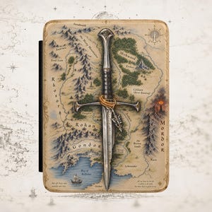 Sword and Vintage Map Kindle Paperwhite 7" Case | Fantasy World Kindle Cover
