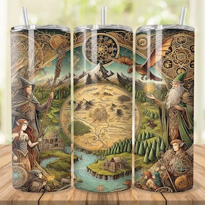Fantasy World Tumbler Wrap, 20 oz 30 oz Skinny Tumbler Wrap PNG, RPG Tumbler Design, Straight Tapered, Role Playing, Digital Download