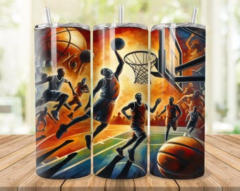 Envoltura para vaso de baloncesto: vaso delgado de 20 oz y 30 oz PNG (descarga digital)