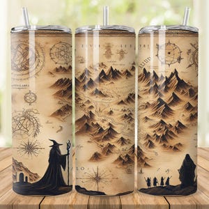 Fantasy World Map Tumbler Wrap: RPG Skinny Tumbler Design (Digital Download)