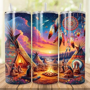 Boho Indian Tumbler Wrap: 20oz 30oz Skinny Tumbler PNG (Digital Download)