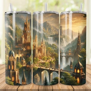 Elven Village Tumbler Wrap: Fantasy World RPG Design 20oz Tumbler Sublimation (Digital Download)