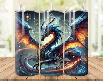 Dragon Tumbler Wrap: Fantasy Art Sublimation Design (Digital Download PNG)