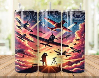 Aviation Tumbler Wrap: Airplane Sublimation Design (Digital Download)