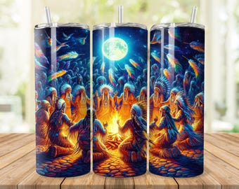 Boho Indian Tumbler Wrap: American Native Pattern 20oz Tumbler Sublimation (Digital Download)