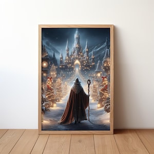 Fantasy World Wall Art, Printable Wall Art, Wizard Wall Decor, Digital, Red Wizard Poster, Wizard Tower Trendy Poster, Digital Download
