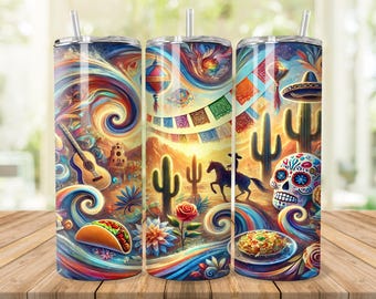 Wrap mexicano para vaso: Diseño delgado de 20 oz y 30 oz (descarga digital)