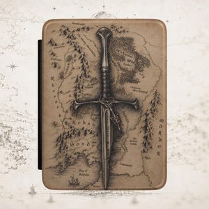 Sword and Vintage Map Kindle Paperwhite 7" Case | Fantasy World Kindle Cover