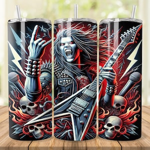 Metal Rock Musik Tumbler Wrap: 20 Unzen 30 Unzen Skinny Tumbler Sublimation Design (Digitaler Download)