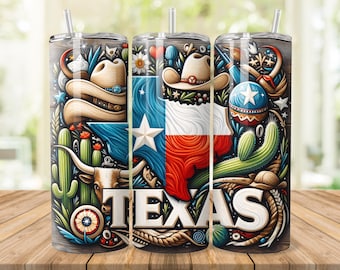 Texas Tumbler Wrap: 20oz 30oz Skinny Tumbler Design (Digitaler Download)