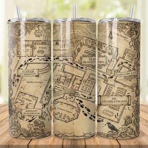 Wizards Secret Map Tumbler Wrap: Magic World Design (20 oz PNG Digital Download)