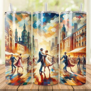 Envoltorio para vaso Dancing in the City, envoltorio para vaso delgado de 20 oz y 30 oz PNG, diseño de vaso de bailarina, danza moderna, descarga digital