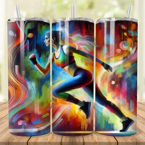 Runner Tumbler Wrap: Abstract Art, 20oz 30oz Skinny Tumbler (Digital Download)
