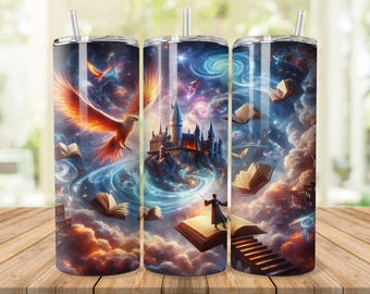Wizard School Tumbler Wrap: Magic World Design (20oz 30oz PNG Digital Download)