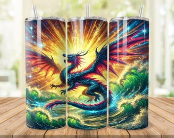 Sea Dragon Tumbler Wrap: Colorful Fantasy Design 20oz Tumbler Sublimation (Digital Download)
