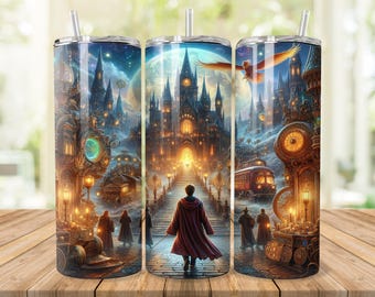 Wizard School Tumbler Wrap: Magic World Design 20oz Tumbler Sublimation (Digital Download)