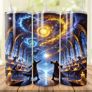 Magic World Tumbler Wrap, 20 oz 30 oz Skinny Tumbler Wrap PNG, Wizard Tumbler Design, Straight Tapered, Wizard School, Digital Download