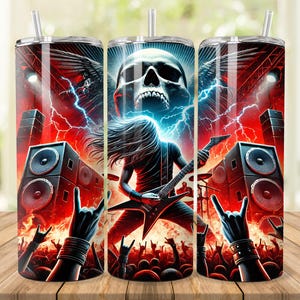 Metal Rock Musik Tumbler Wrap: 20 Unzen 30 Unzen Skinny Tumbler Sublimation Design (Digitaler Download)