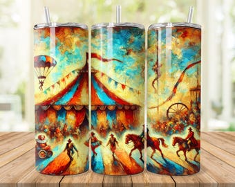 Circusbeker wrap: olieverfontwerp, 20 oz 30 oz mager (digitale download)