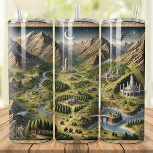 Fantasy World Map Tumbler Wrap, 20 oz 30 oz Skinny Tumbler Wrap PNG, Design Tumbler RPG, Dritto Conico, Gioco di ruolo, Download digitale