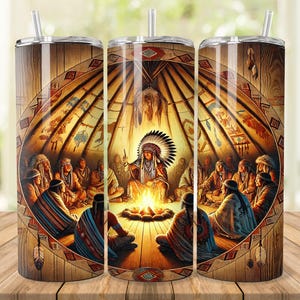 Boho Indian Tumbler Wrap: American Native Pattern (Digital Download)