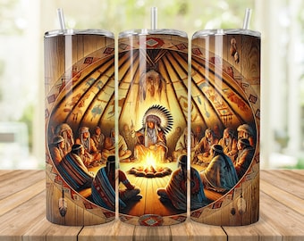 Boho Indian Tumbler Wrap: American Native Pattern 20oz Tumbler Sublimation (Digital Download)