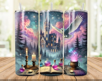 Wizard School Tumbler Wrap: Magic World Design, 20 oz 30 oz PNG (Digital Download)