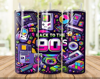 90s Retro Tumbler Wrap: 20 oz 30 oz Skinny Design (Digital Download)