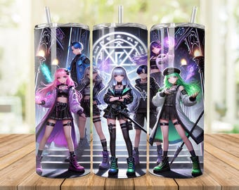 Anime Demon Hunters Tumbler Wrap, Skinny Tumbler Design (Digital Download)
